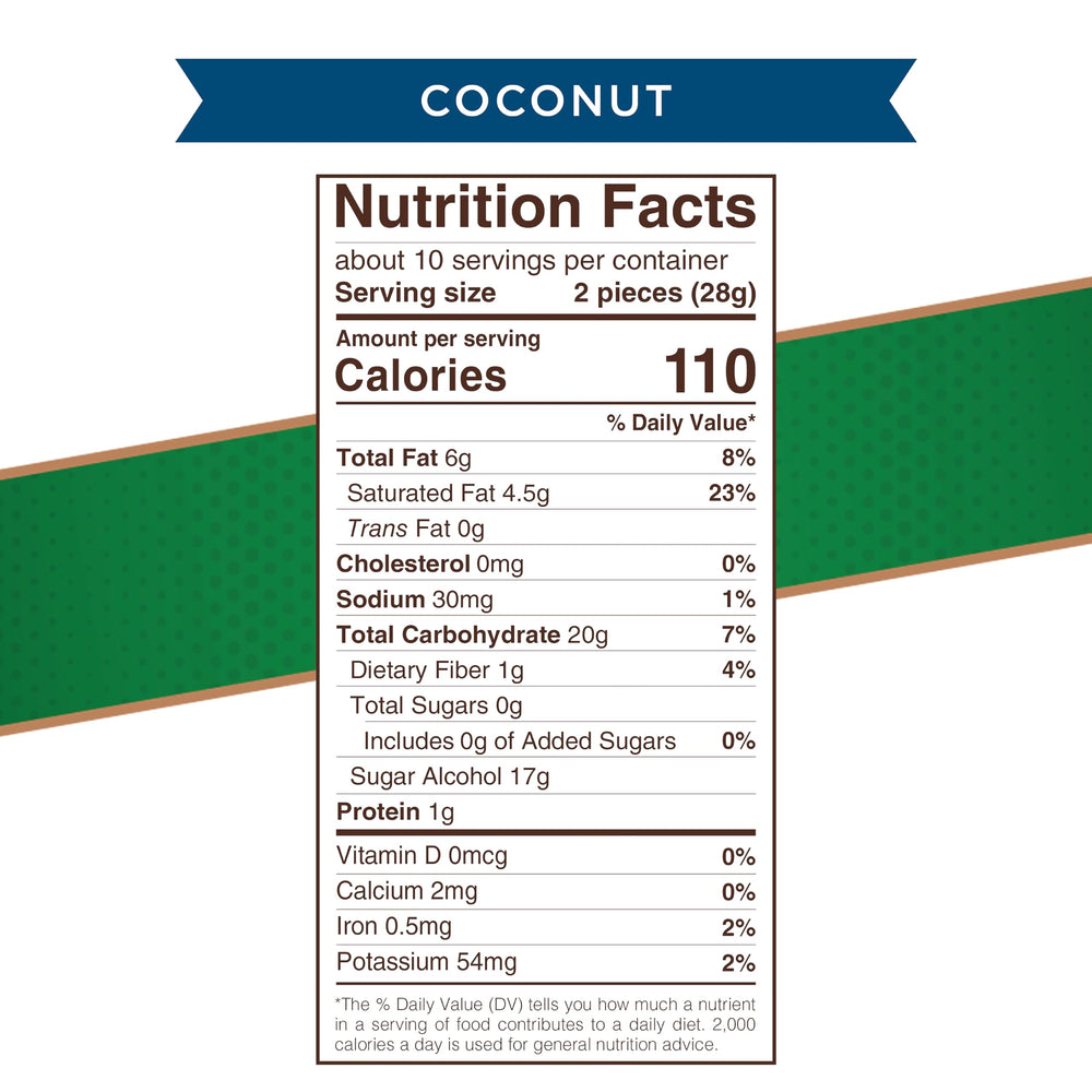 Coconut-filled chocolate piece by Russell Stover Sugar-Free, a tasty low-sugar option.