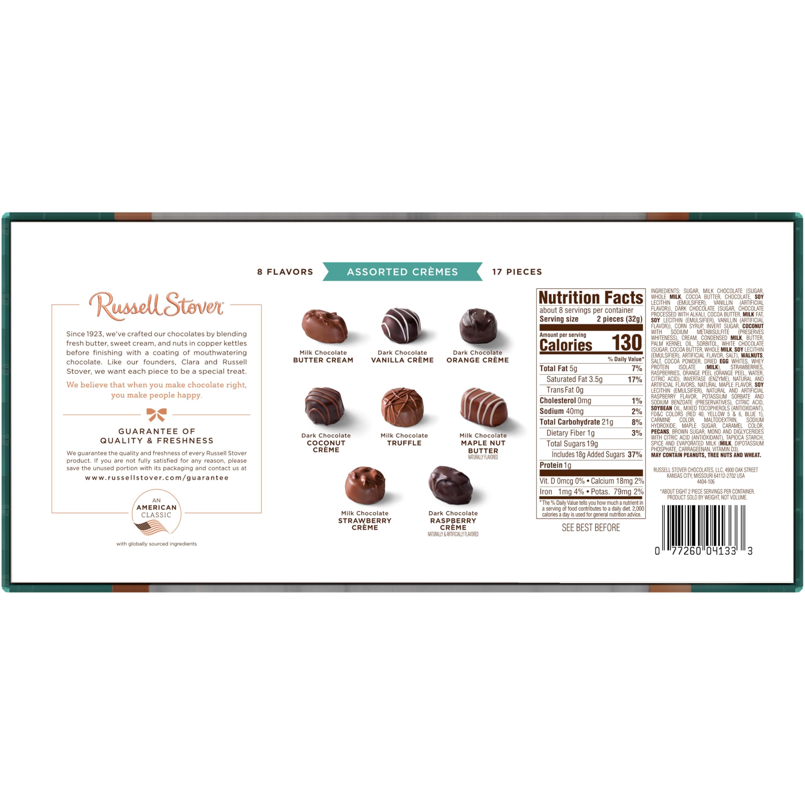 Russell Stover dark chocolate coconut creme with tropical hints.