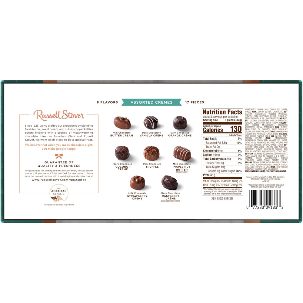 Russell Stover dark chocolate coconut creme with tropical hints.