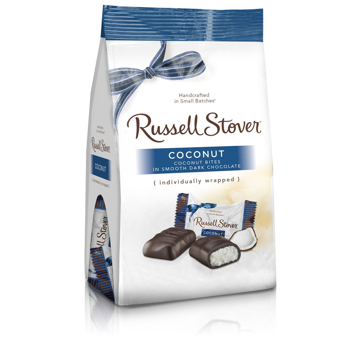 Russell Stover dark chocolate coconut minis front view, perfect for gifting