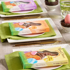 Russell Stover Dark Chocolate Easter Rabbit closeup showcases smooth texture and richness