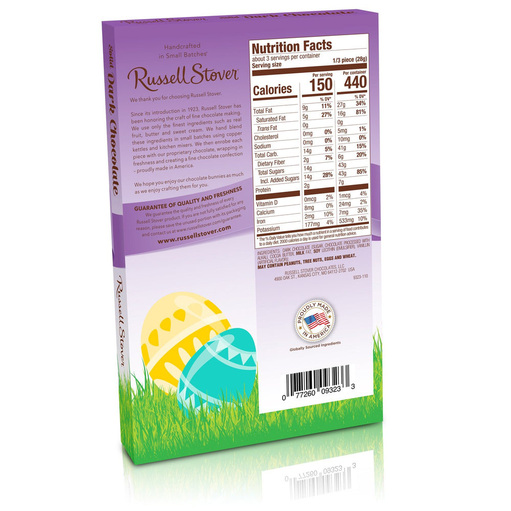 Russell Stover Easter Rabbit foil-wrapping emphasizes festive presentation and quality chocolate