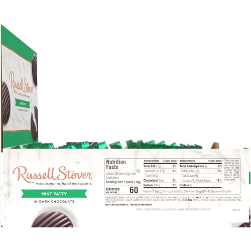 Wrapped Russell Stover mint patties pack, ideal for gifting