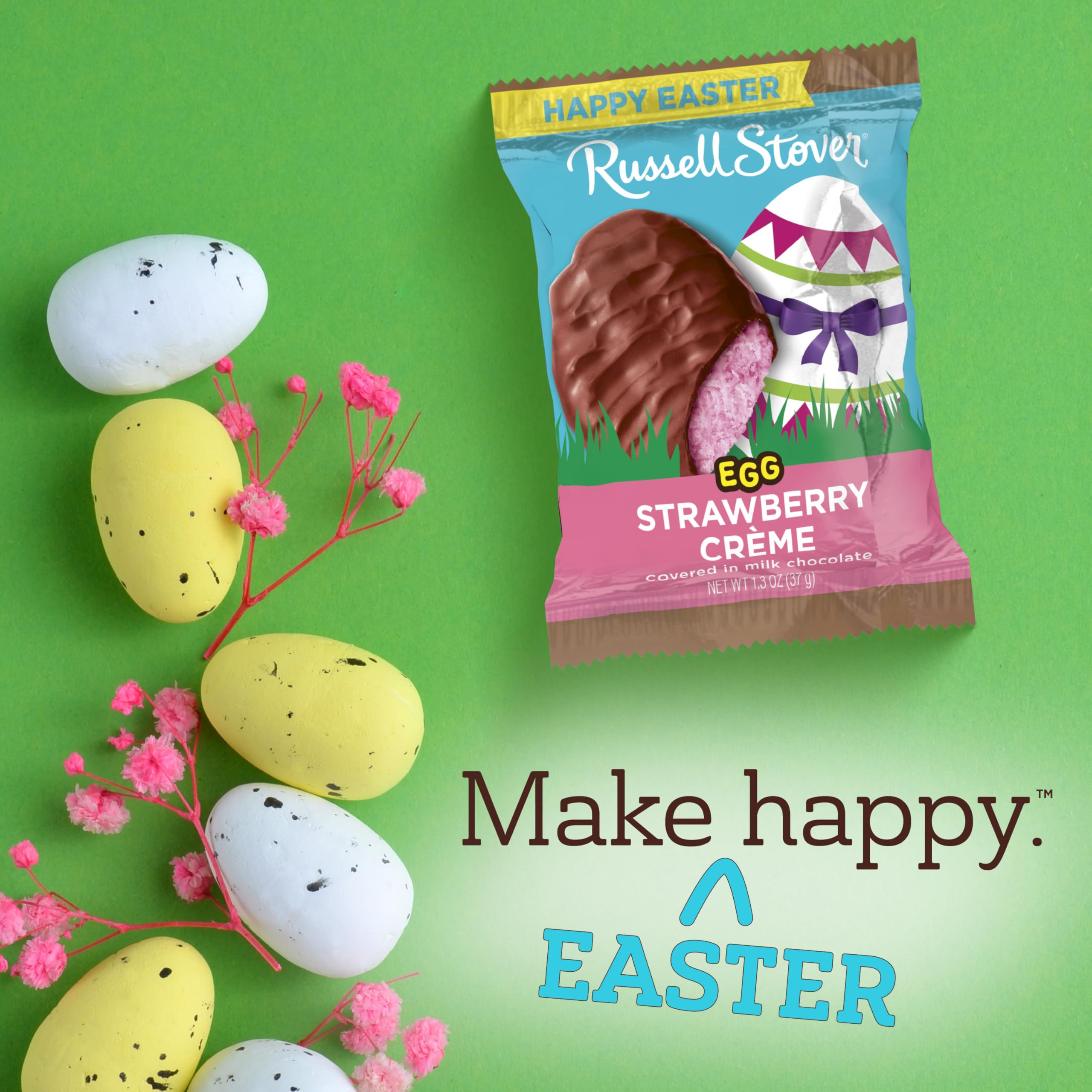 Easter basket filler: Russell Stover eggs neatly wrapped and ready to share.