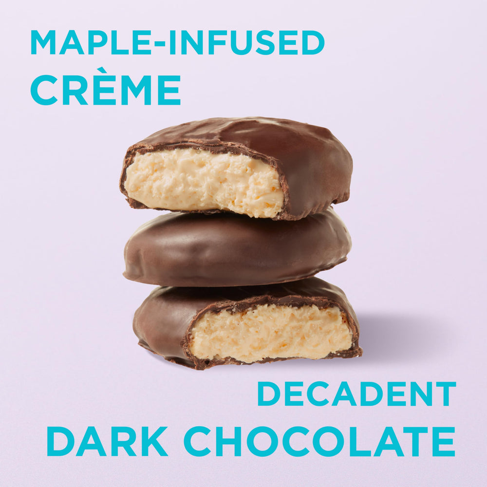 Russell Stover dark chocolate coating complements the maple creme filling.