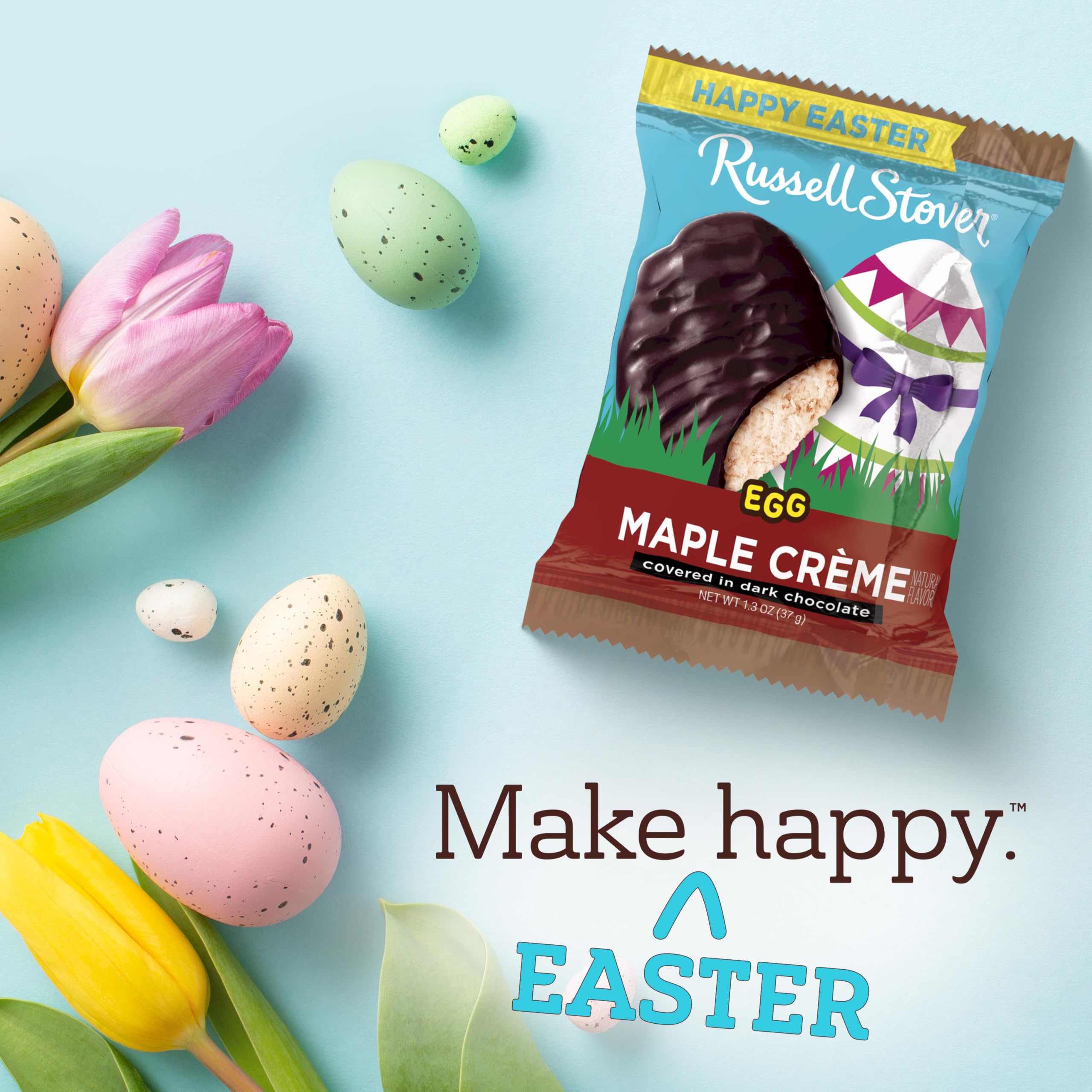 Russell Stover Maple Creme Egg wrapped for gifting in festive packaging.