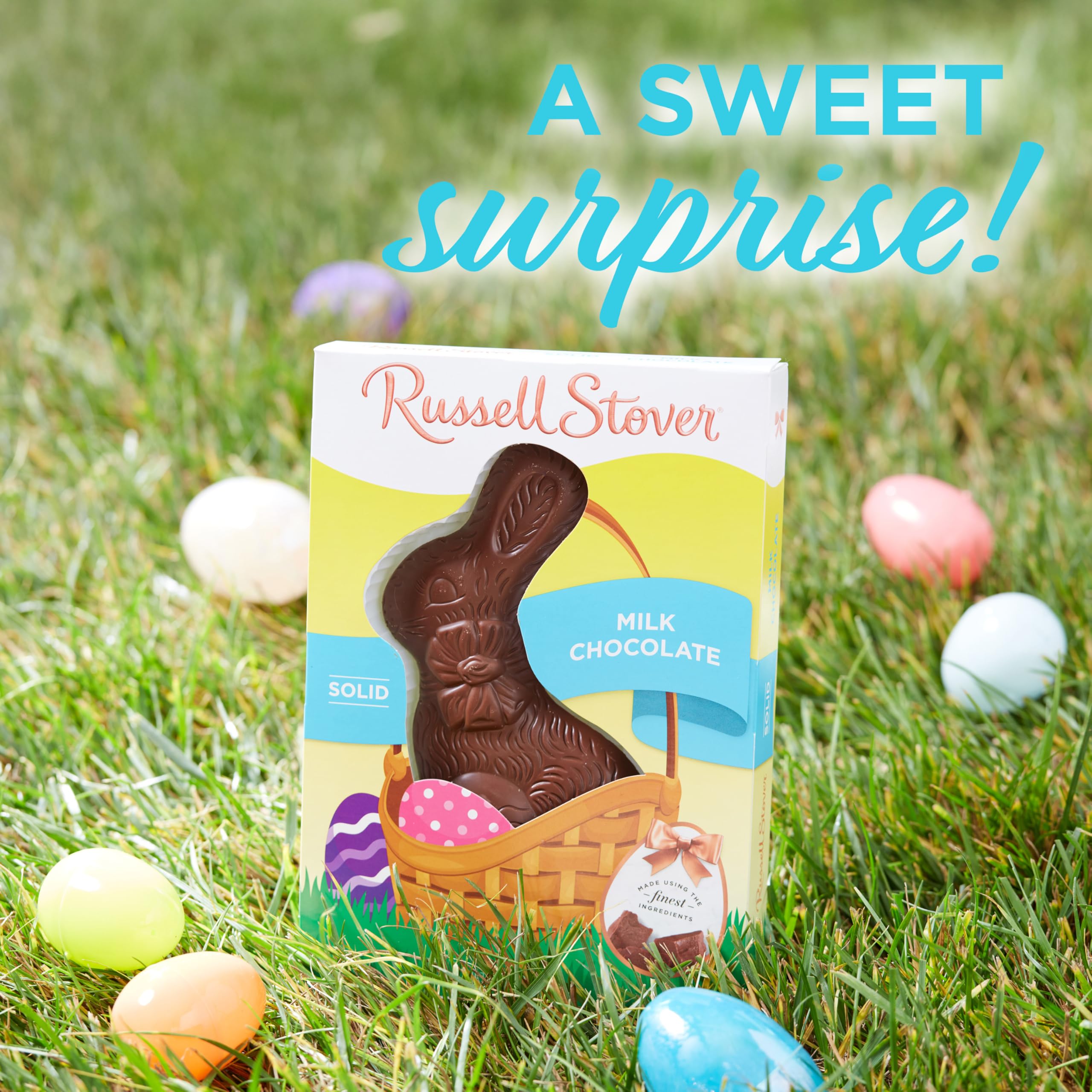 Wrapped Russell Stover Easter Rabbit ready for gifting