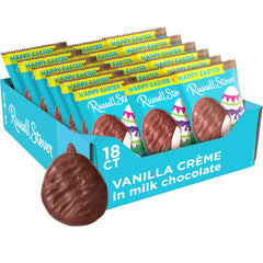 Russell Stover Easter Vanilla Creme Egg 18-pack in festive wrapping for gifting