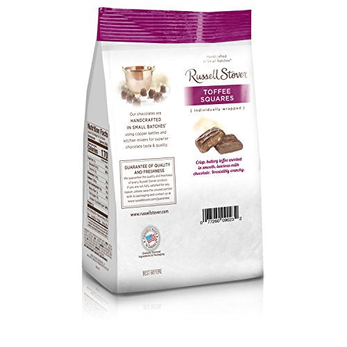 Russell Stover family gathering favorite, milk chocolate toffee squares shareable.