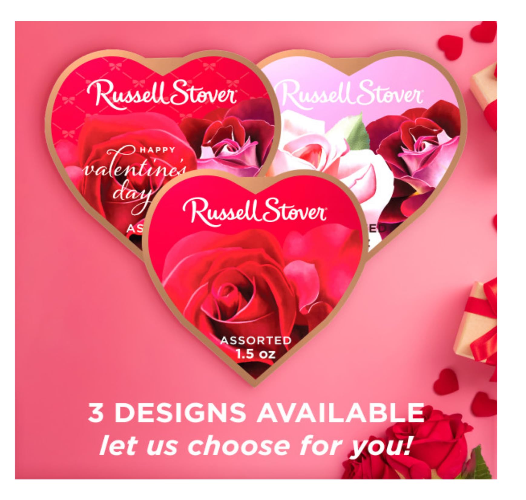 Russell Stover logo heart box closeup showcasing iconic branding