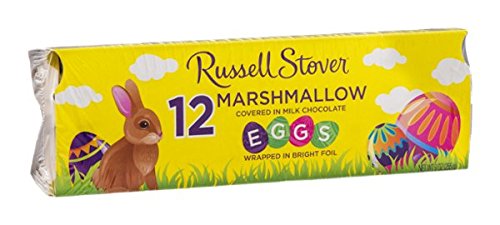 Milk chocolate marshmallow eggs from Russell Stover, wrapped in bright foil for celebrations.