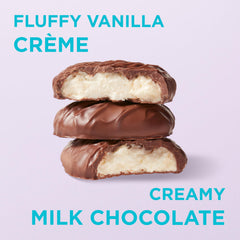 Milk chocolate shell closeup on Russell Stover Vanilla Creme Egg