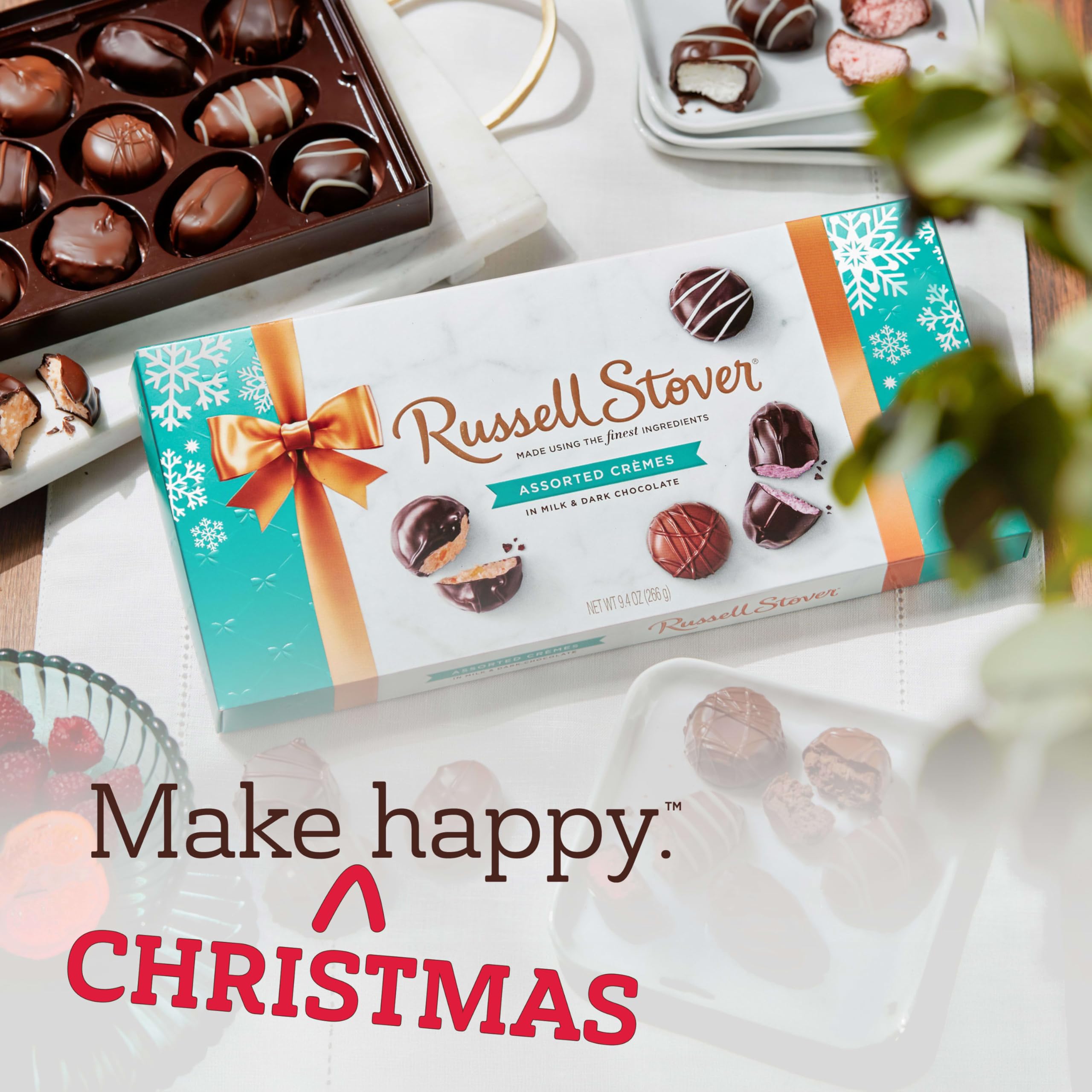 Russell Stover milk chocolate strawberry creme highlighting fruity filling.