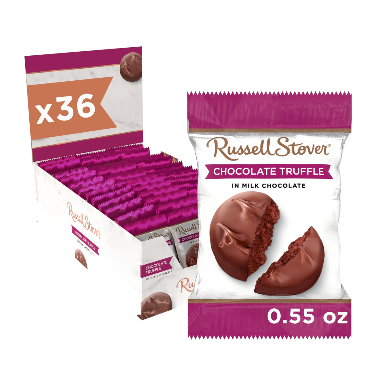 Russell Stover Milk Chocolate Truffle 36-pack ready for sharing.