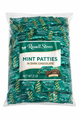 Russell Stover Mint Patty in Dark Chocolate, bag presentation, ideal for sharing at gatherings