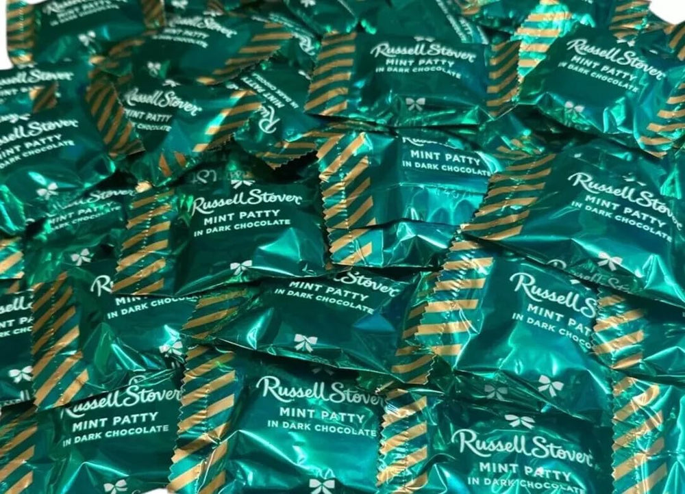 Russell Stover Mint Patty in Dark Chocolate, individually wrapped, convenient treat anywhere