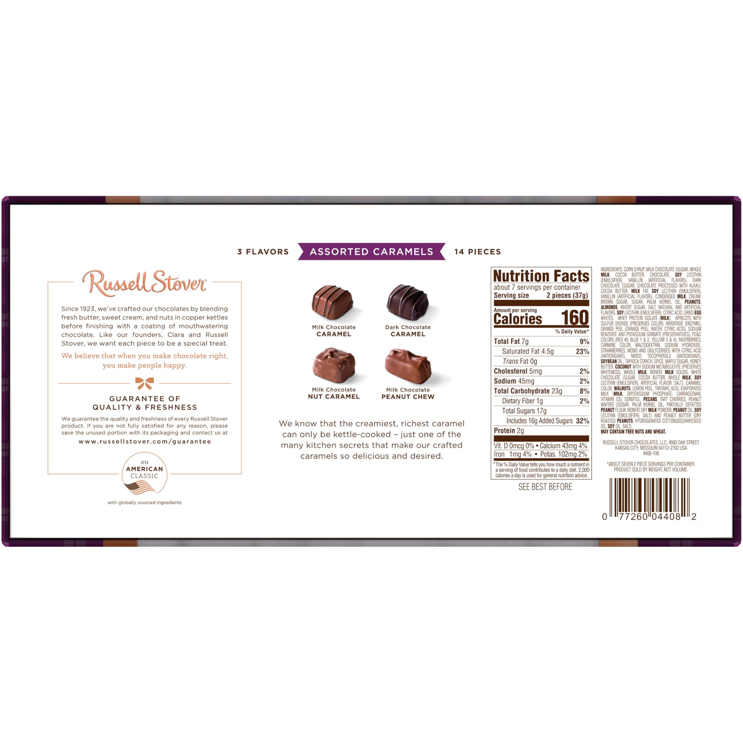 Russell Stover label and packaging details