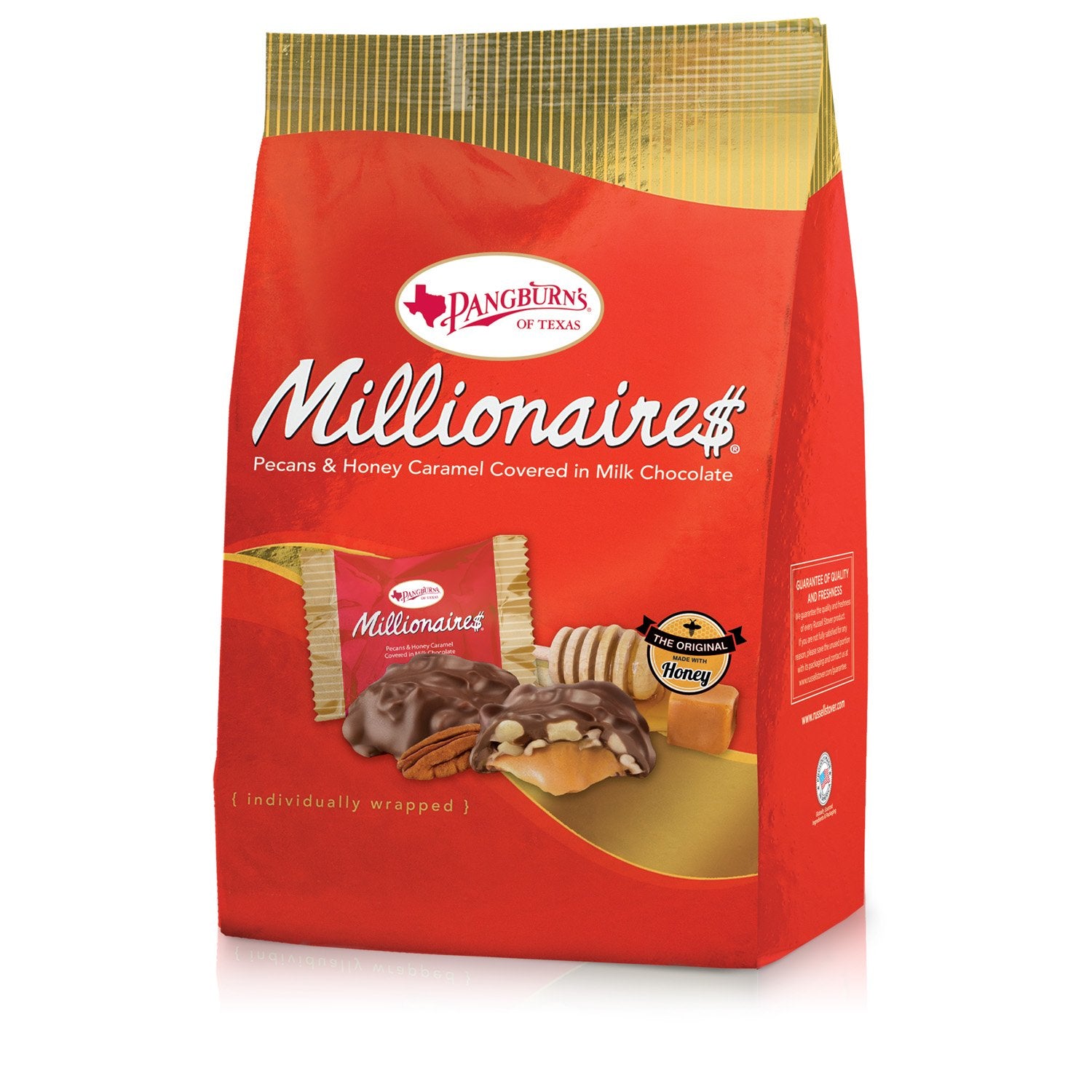 Russell Stover Pangburns Millionaire gusset bag front view, convenient party snack option