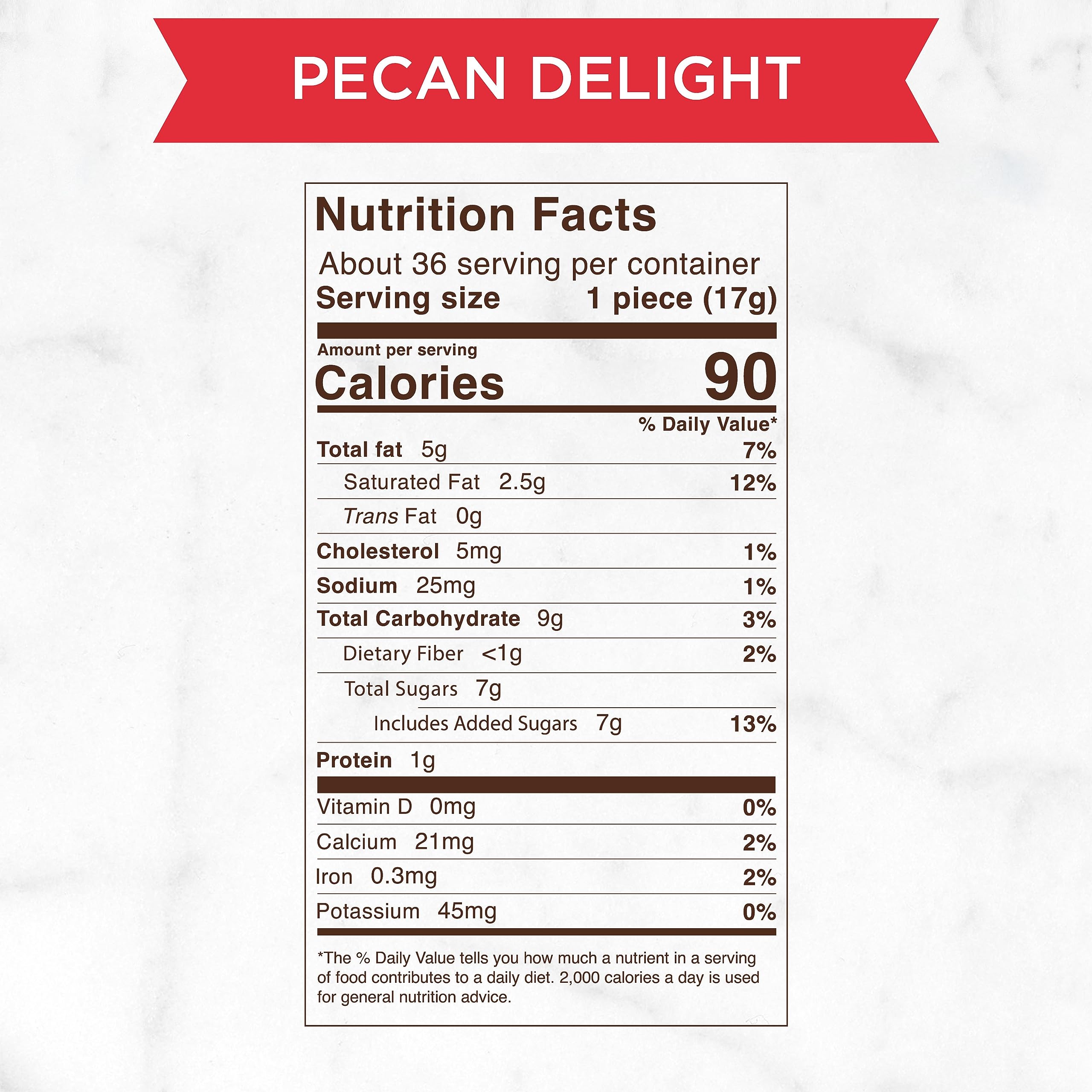 Individually wrapped Russell Stover Pecan Delight for easy sharing or on-the-go enjoyment