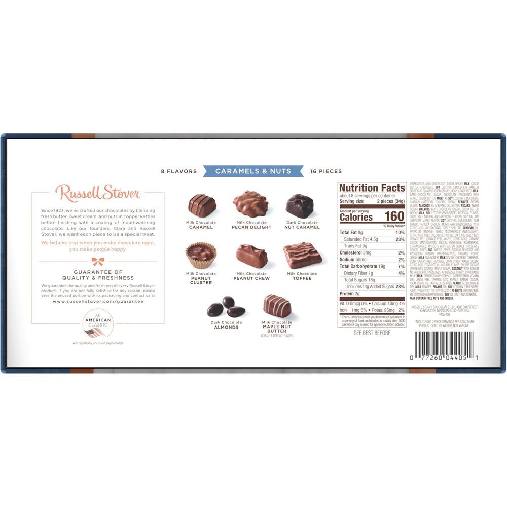 Ready-to-gift Russell Stover box, elegantly packaged.