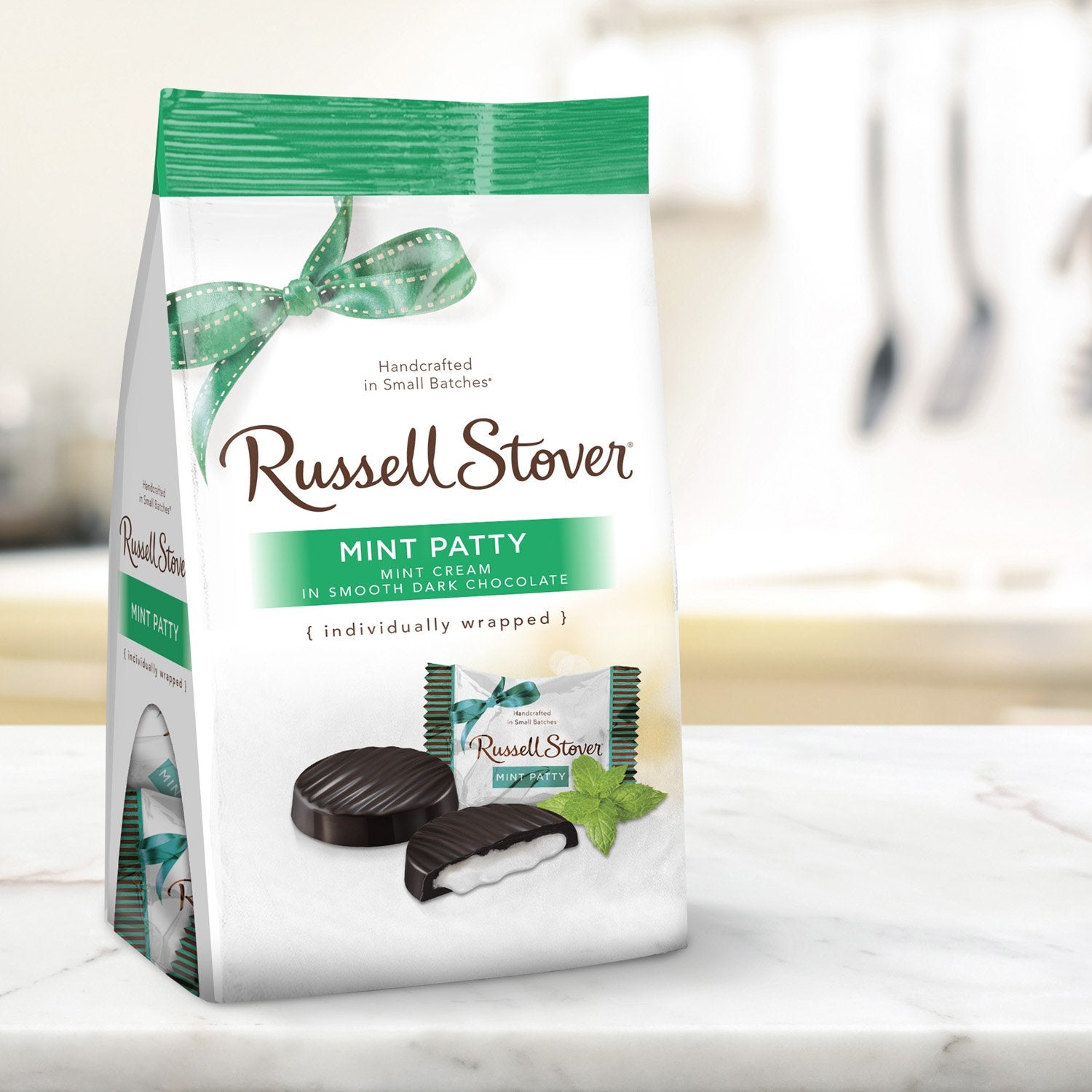 Russell Stover Mint Patty on a serving tray for sharing