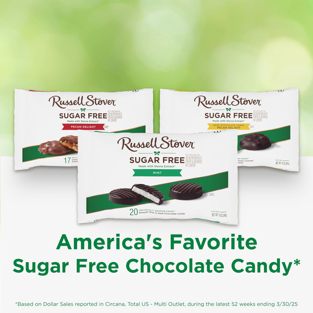 Stevia-sweetened Russell Stover Patties offer a sugar-free option for mint lovers.