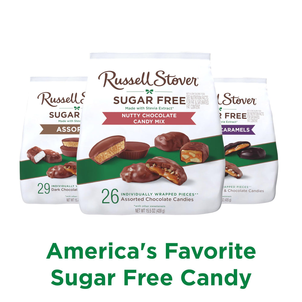 RUSSELL STOVER on-the-go bag with 26 individually wrapped pieces.