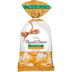 Russell Stover sugar-free butterscotch candies bag showcased for a flavorful, guilt-free snack.