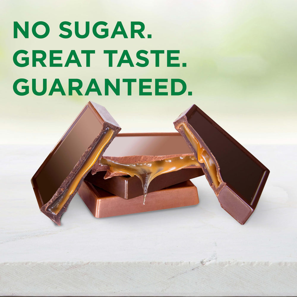 American chocolate heritage since 1923, Russell Stover Sugar Free Caramel Chocolate Tiles.