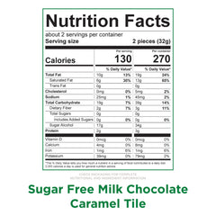 Russell Stover Sugar Free Caramel Chocolate Tiles individually wrapped for easy on-the-go snacking.