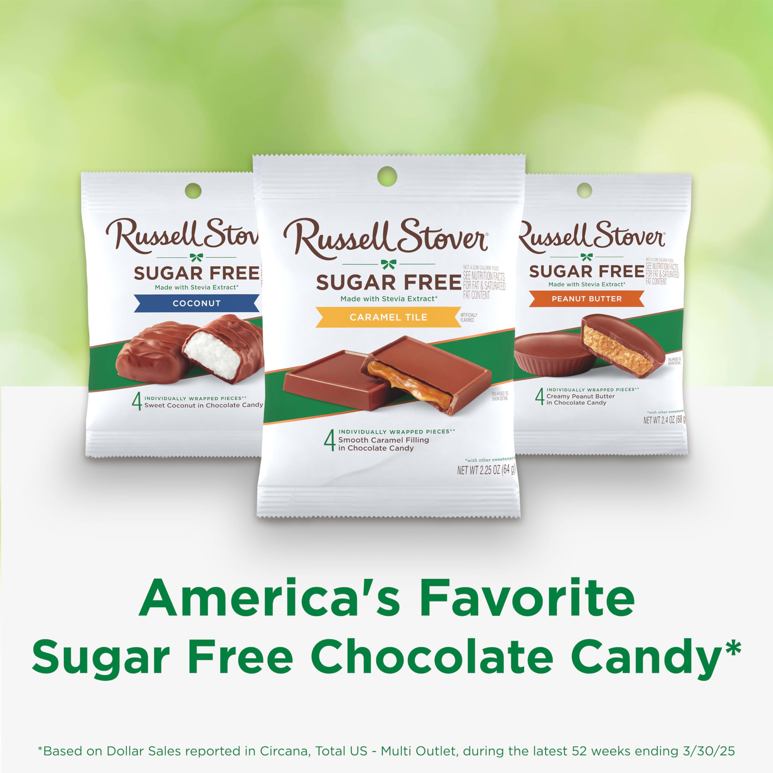 Serving idea: a candy bowl with Russell Stover sugar-free tiles for guests.