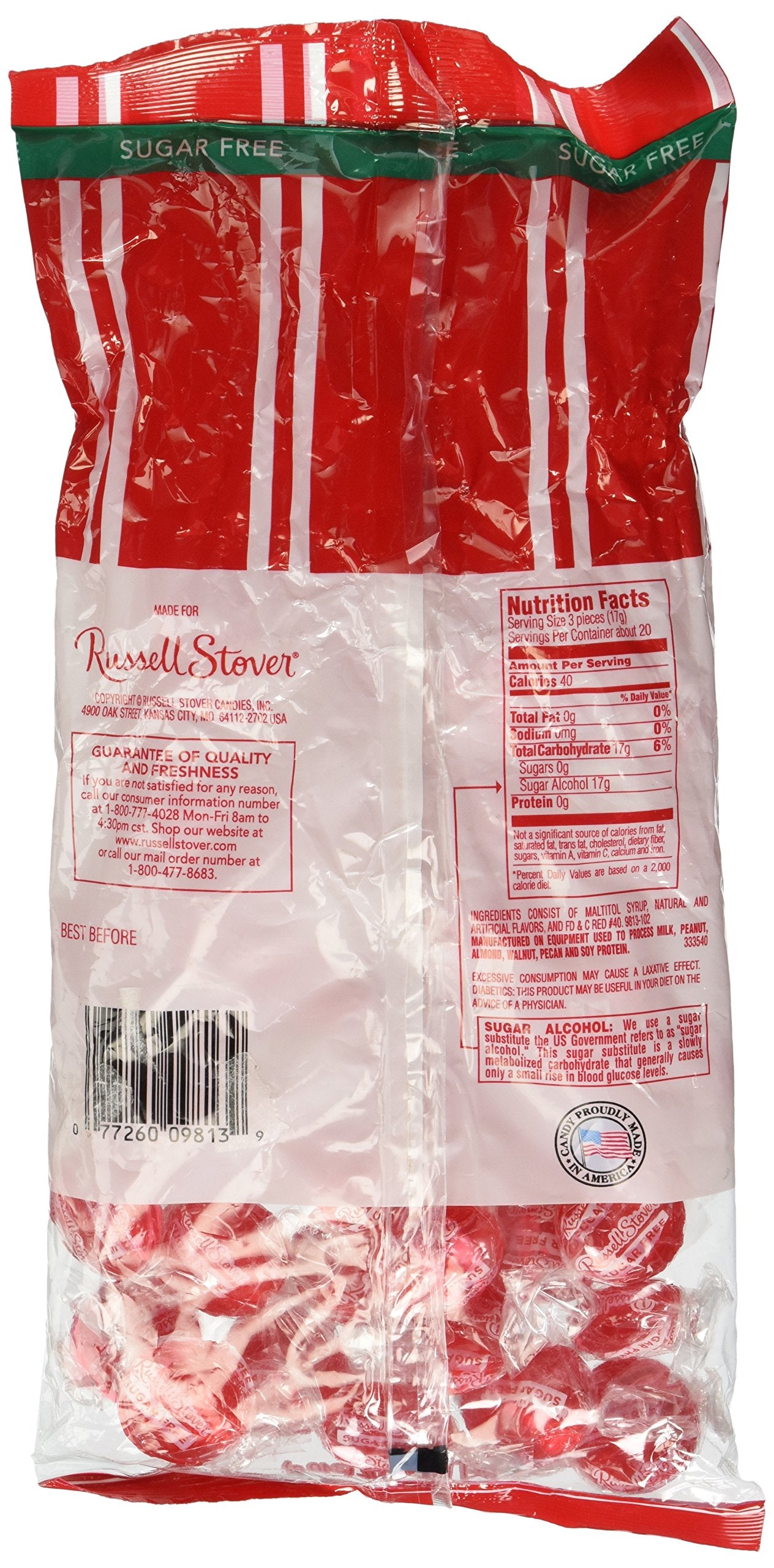 Russell Stover sugar free cinnamon candies hand-hold shows portable, portion-friendly snacking option