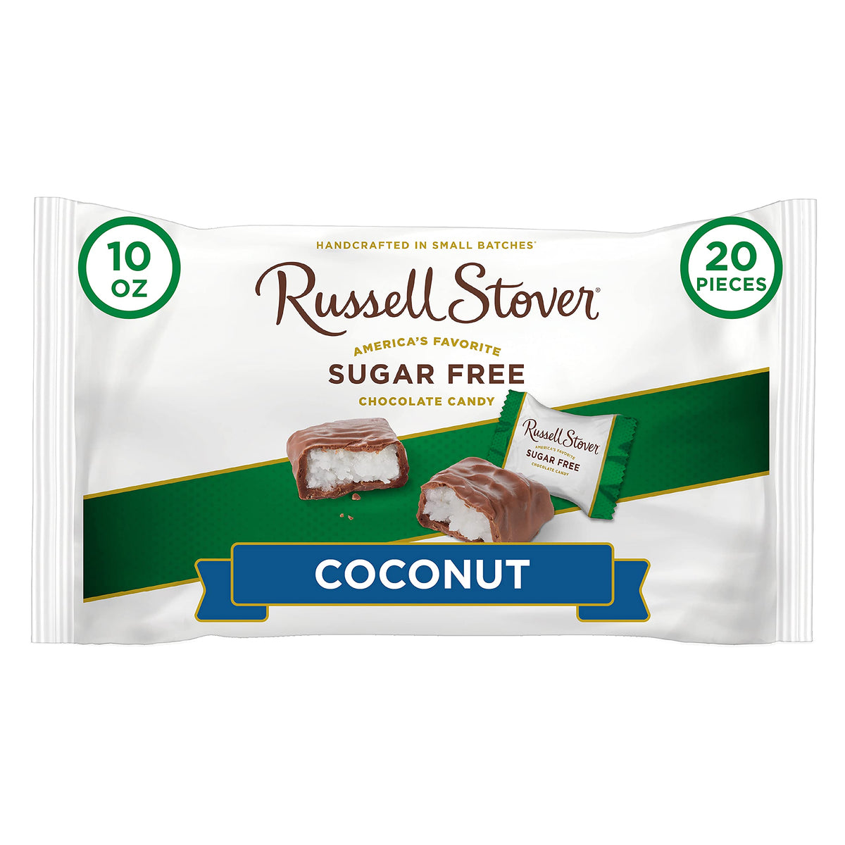 Russell Stover Sugar-Free Coconut bag, 10 oz, ideal for gifting and sugar-free snacking.