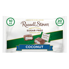 Russell Stover Sugar-Free Coconut bag, 10 oz, ideal for gifting and sugar-free snacking.