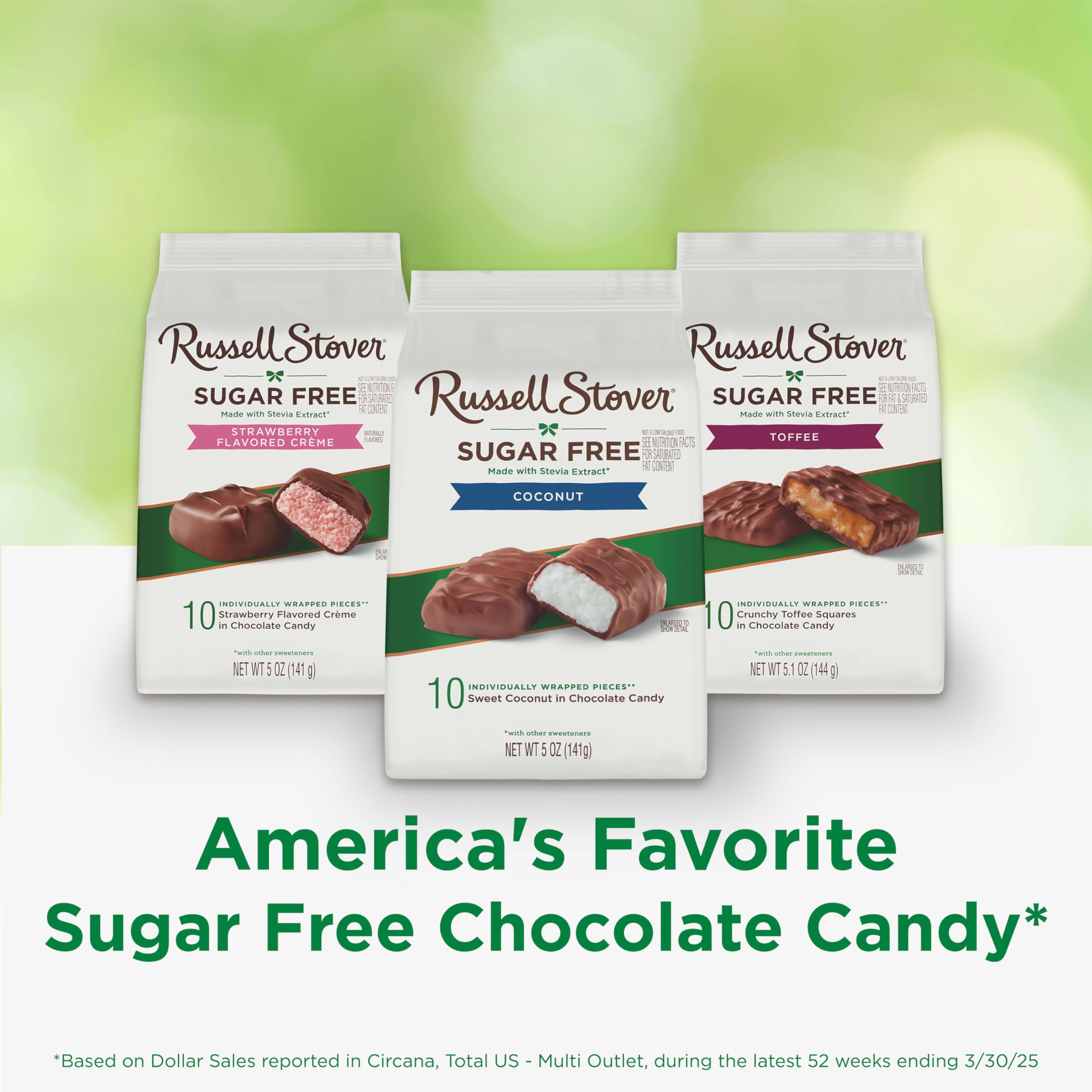 RUSSELL STOVER Sugar Free Coconut in Chocolate texture, smooth chocolate coating