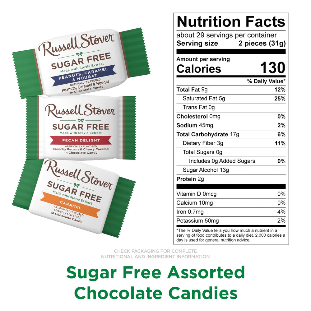 RUSSELL STOVER gift bowl with sugar-free chocolates, perfect for sharing.