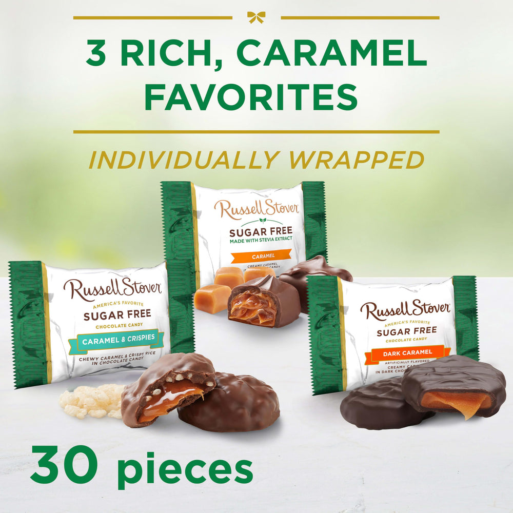 Russell Stover sugar-free individually wrapped caramels for easy sharing.