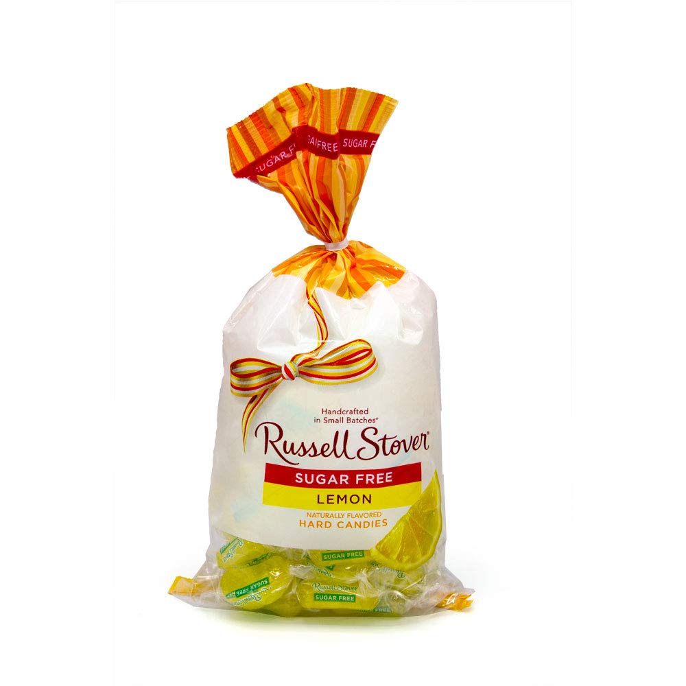 Russell Stover sugar-free lemon sour wedges in bag, tangy bite