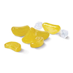 Close-up of Russell Stover wedges showing bright lemon flavor visible