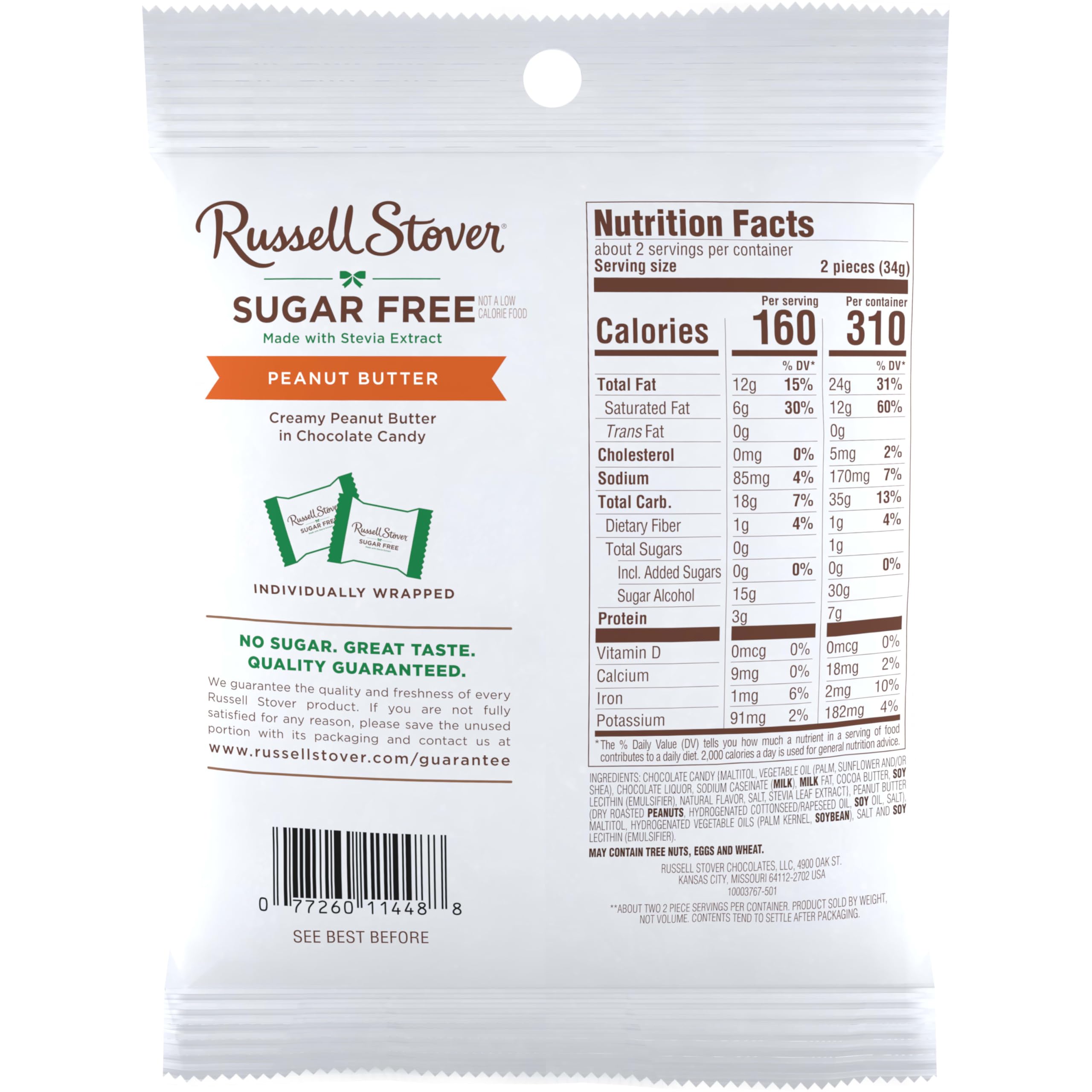 Gift-ready Russell Stover sugar-free cups ideal for any chocolate lover.