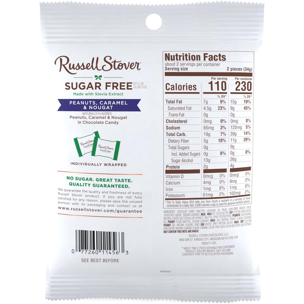 Russell Stover Sugar Free chocolate coating detail for bite-sized pleasure