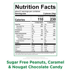 Close-up of nougat, peanuts, and caramel in sugar-free chocolate