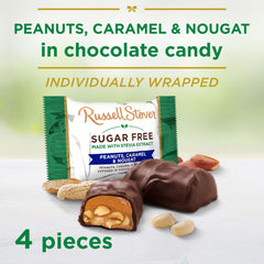 Russell Stover Sugar Free peanuts and caramel center visible in candy