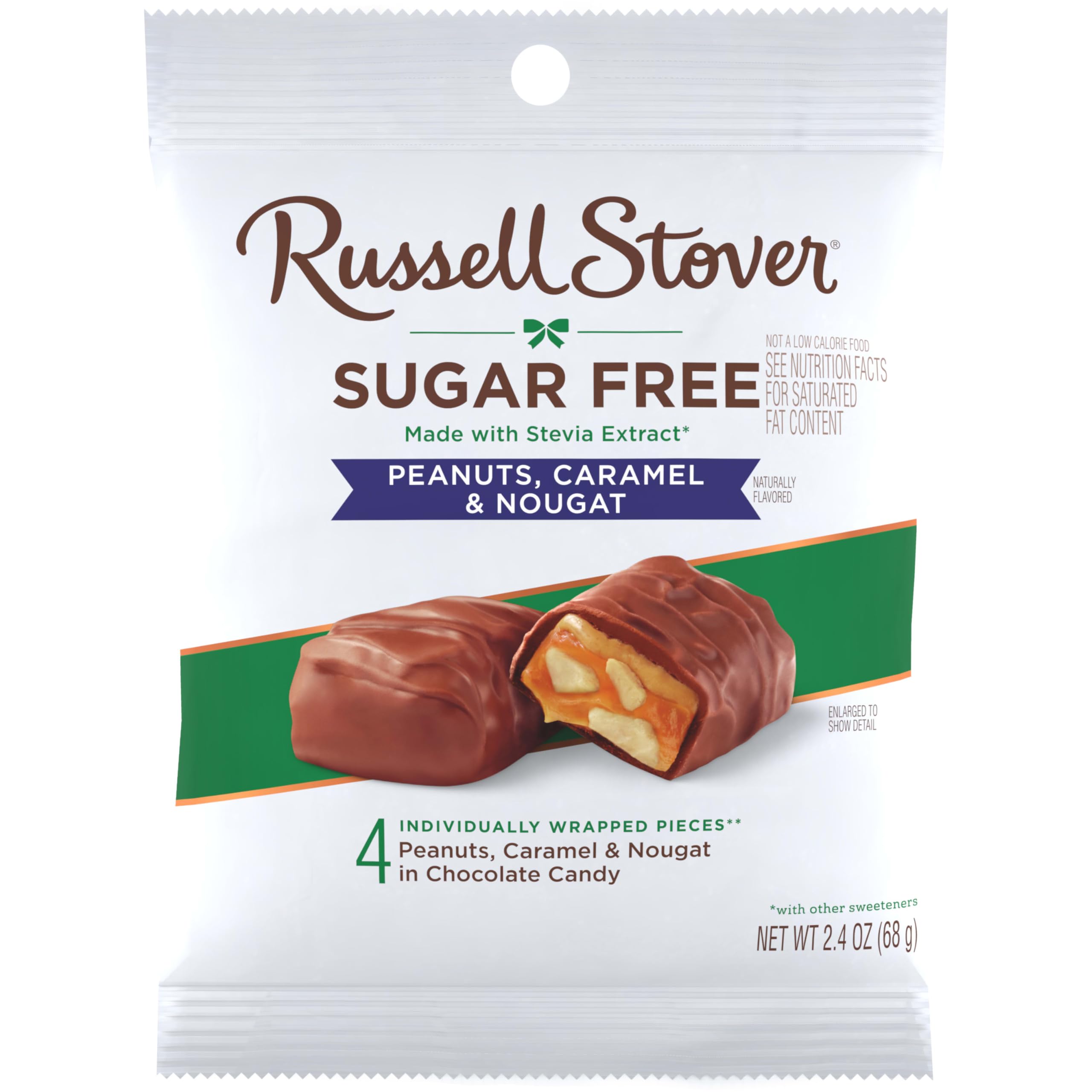 Russell Stover Sugar Free on-the-go snack held in hand