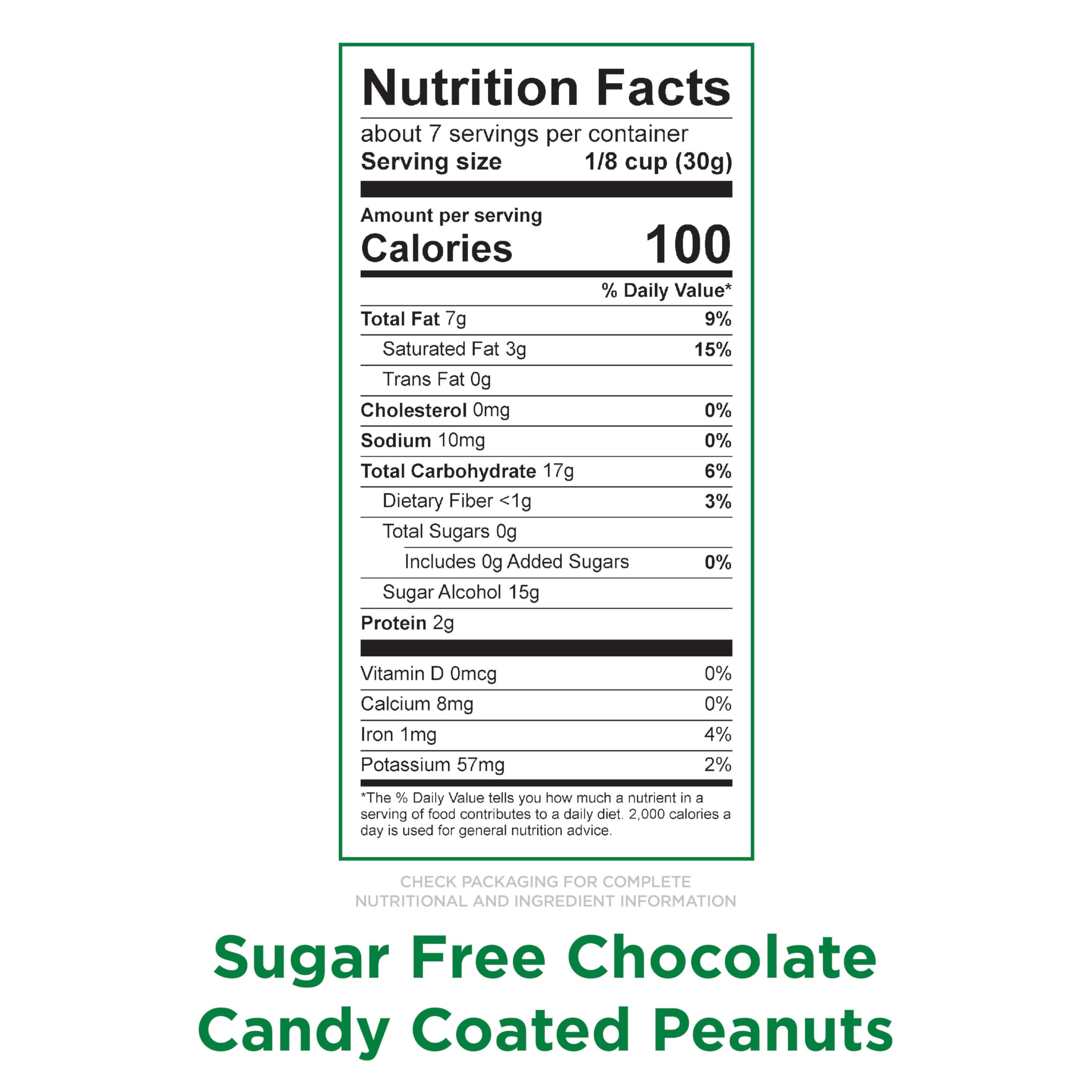 Close-up of whole peanuts inside Russell Stover gems with chocolate coating