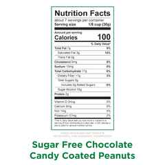 Close-up of whole peanuts inside Russell Stover gems with chocolate coating