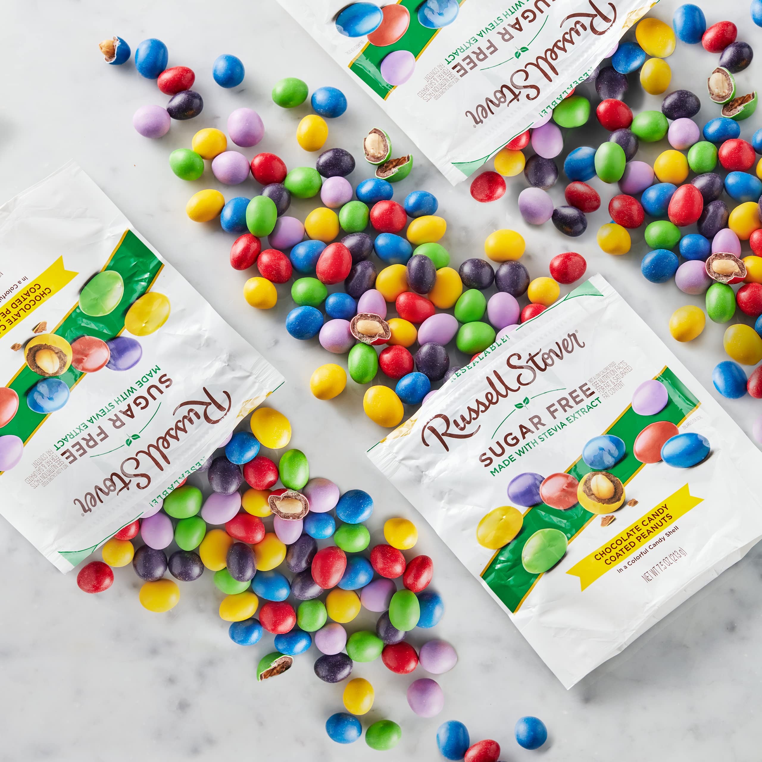 Single peanut center inside Russell Stover Sugar Free Candy Gem