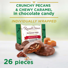 Russell Stover Sugar Free Pecan Delights back label highlighting Stevia.