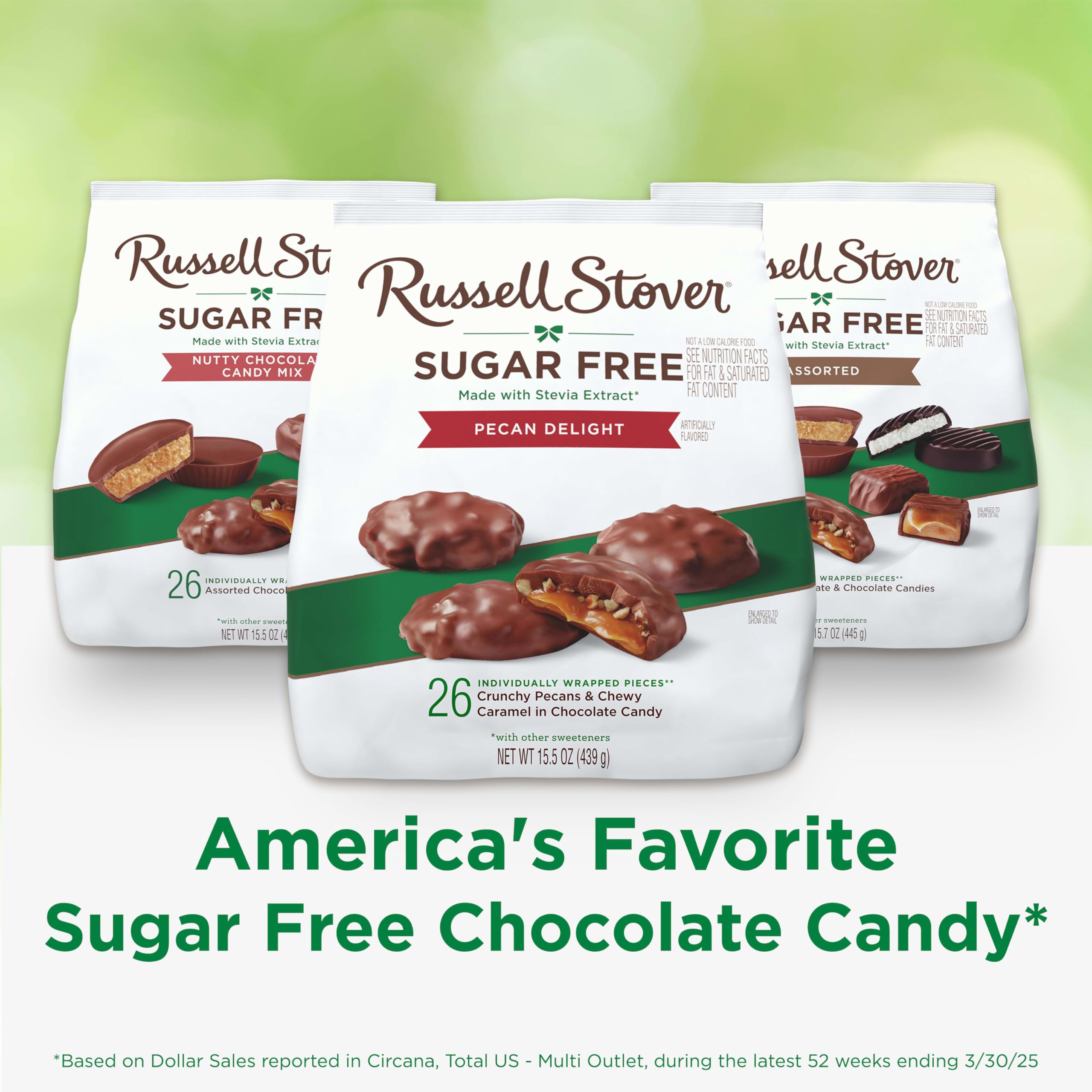 Russell Stover Sugar Free Pecan Delights unwrapped candies for sharing.