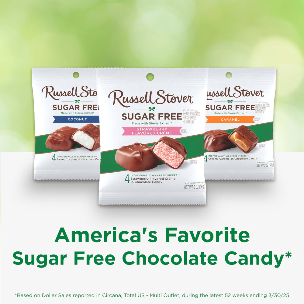 Russell Stover heritage 1923 sugar-free strawberry creme candy packaging